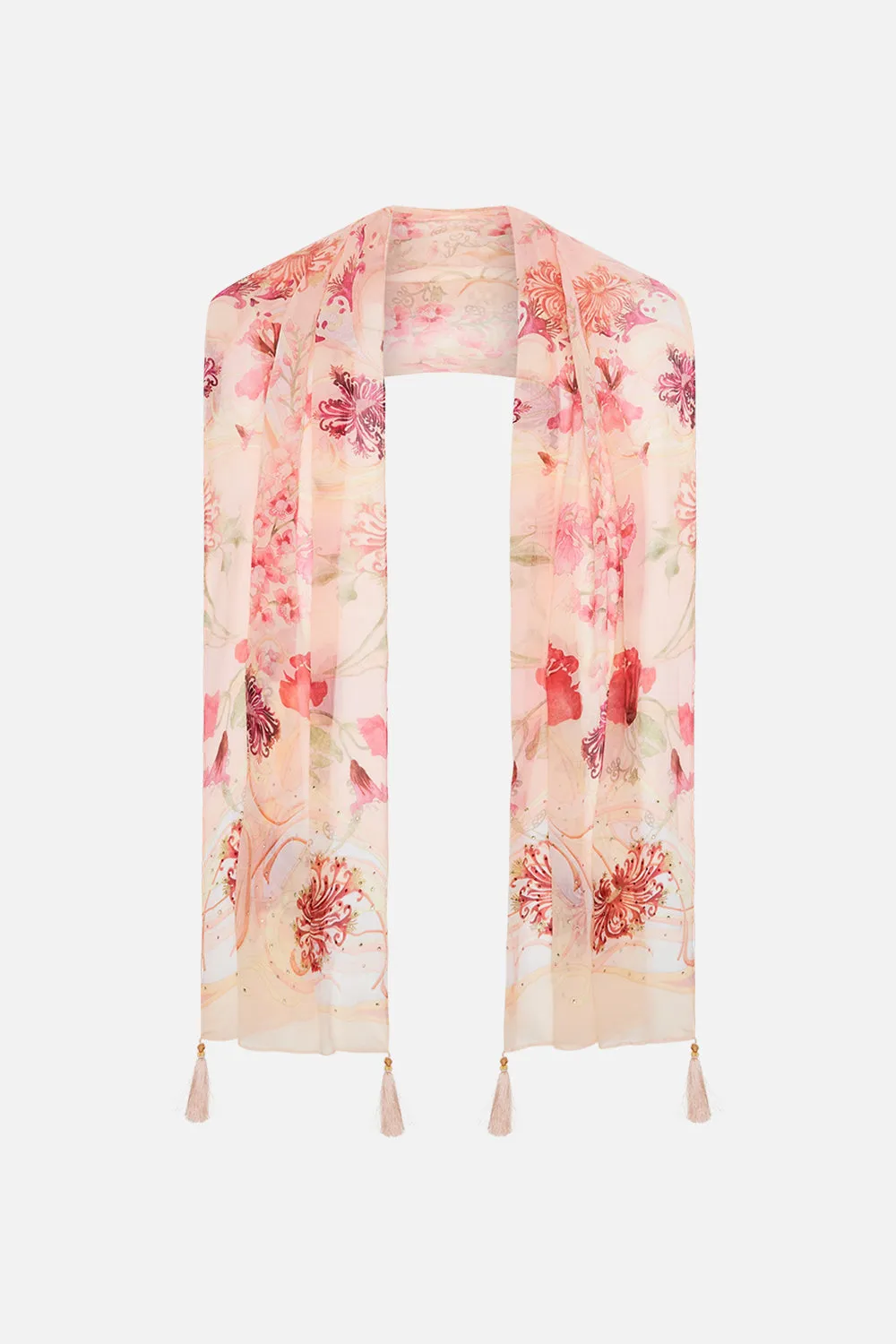 LONG SCARF BLOSSOMS AND BRUSHSTROKES sold by Camilla