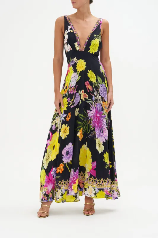 PLUNGE NECK MAXI DRESS PEACE BE WITH YOU sold by Camilla