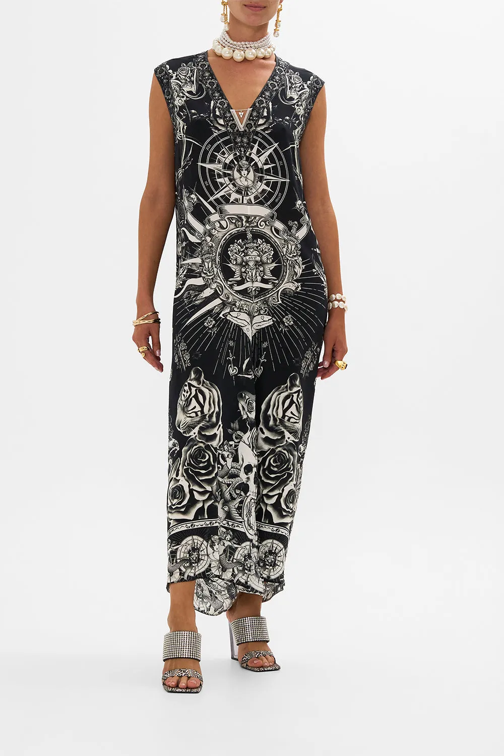 SLEEVELESS DRAPE BACK DRESS TALES OF TATTOO sold by Camilla