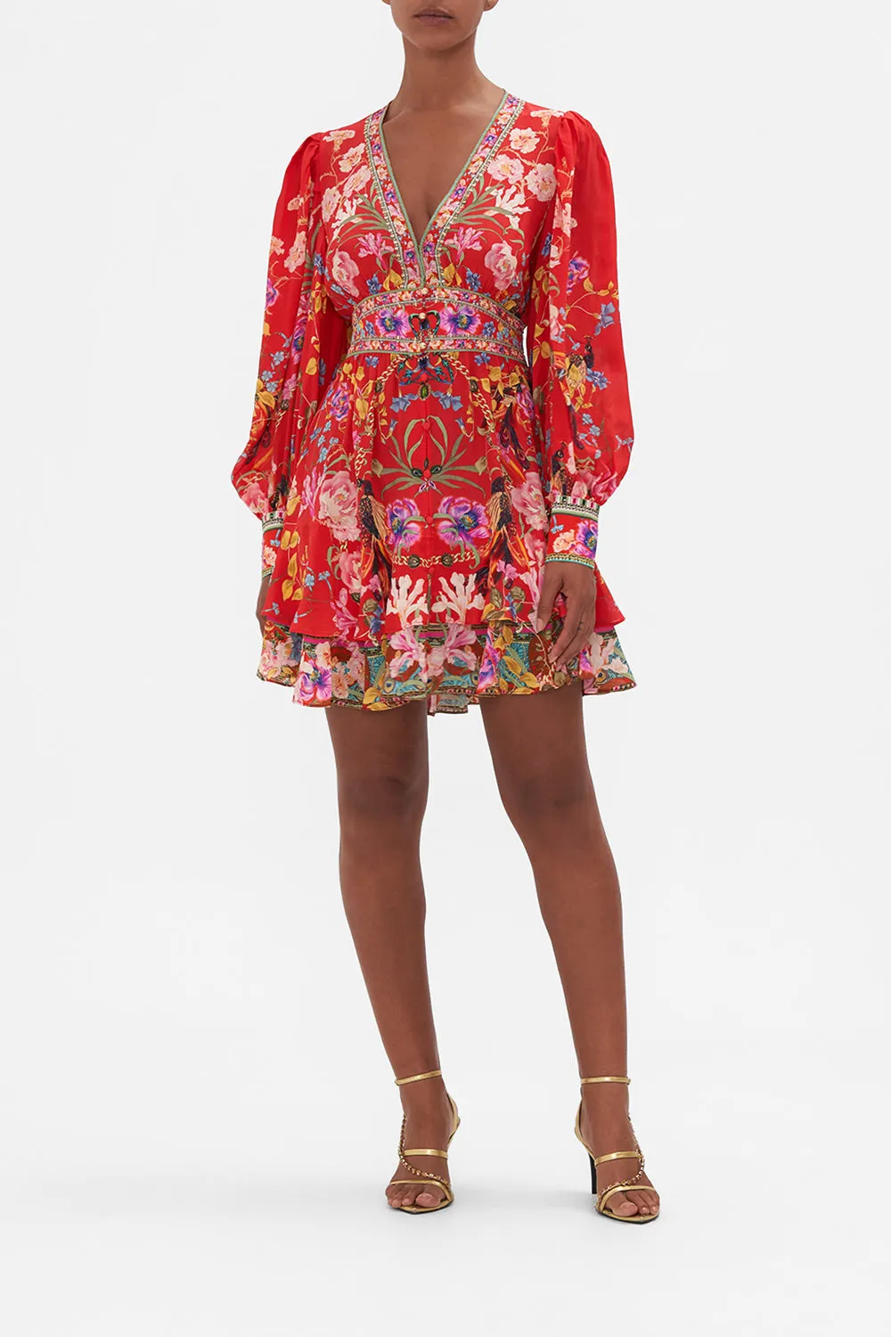 BUTTON FRONT FRILL DRESS RUFFLE SOME FEATHERS sold by Camilla