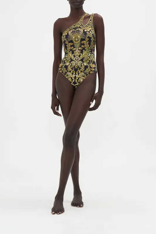 CUT OUT ONE SHOULDER ONE PIECE THE NIGHT IS NOIR sold by Camilla