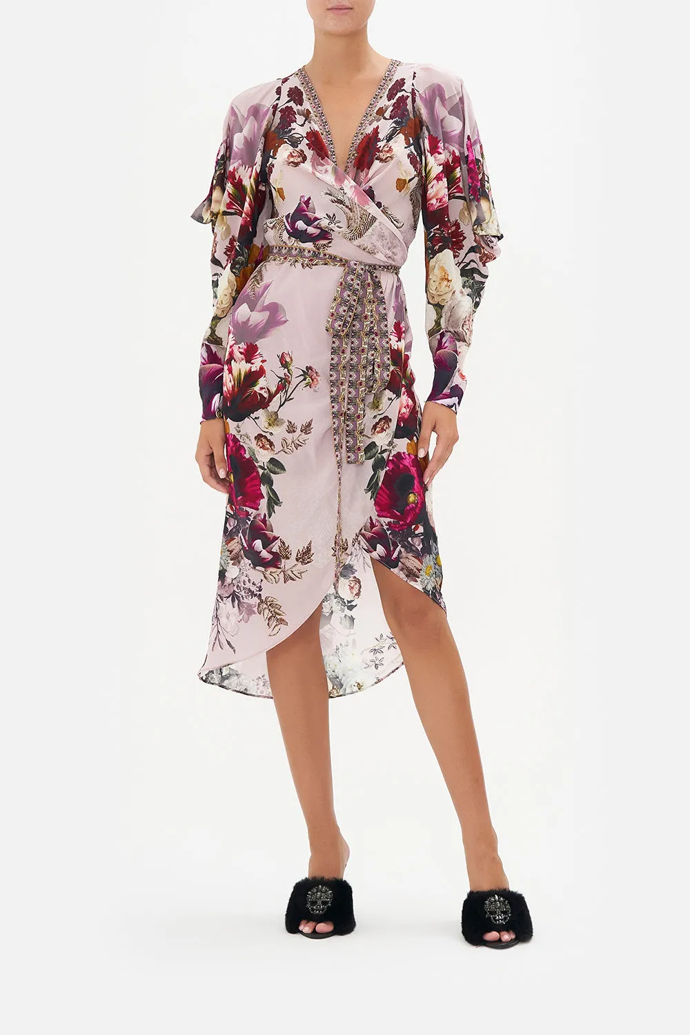 WRAP DRESS WITH DRAPED SLEEVE GYPSY ROSE sold by Camilla