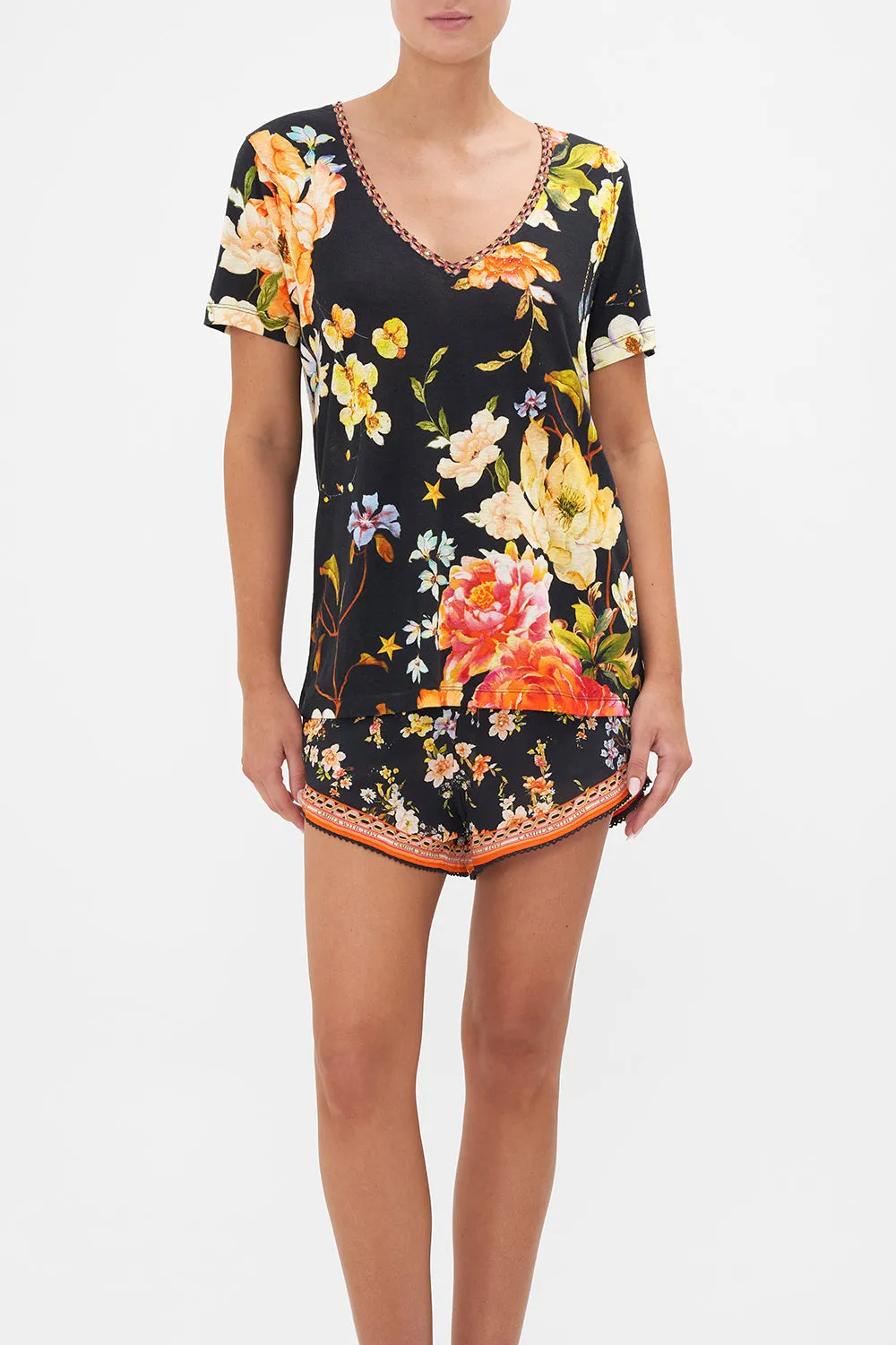 RELAXED V-NECK TEE - ALL OVER PRINT SECRET HISTORY sold by Camilla product image thumbnail 4