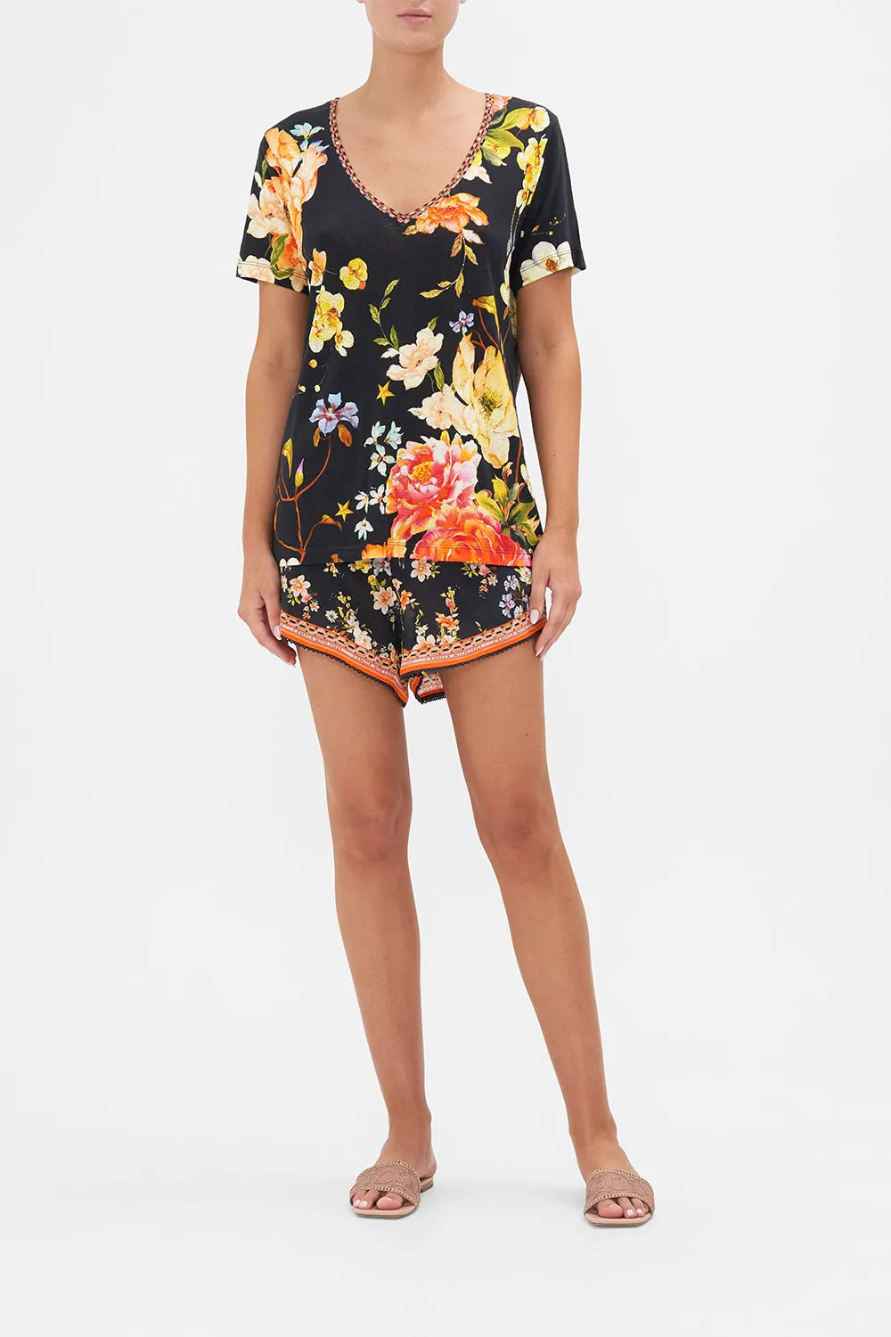 RELAXED V-NECK TEE - ALL OVER PRINT SECRET HISTORY sold by Camilla