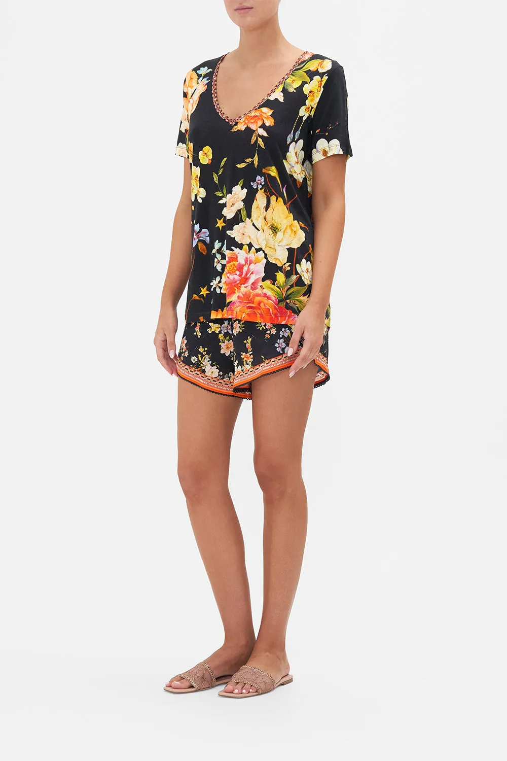 RELAXED V-NECK TEE - ALL OVER PRINT SECRET HISTORY sold by Camilla product image thumbnail 2