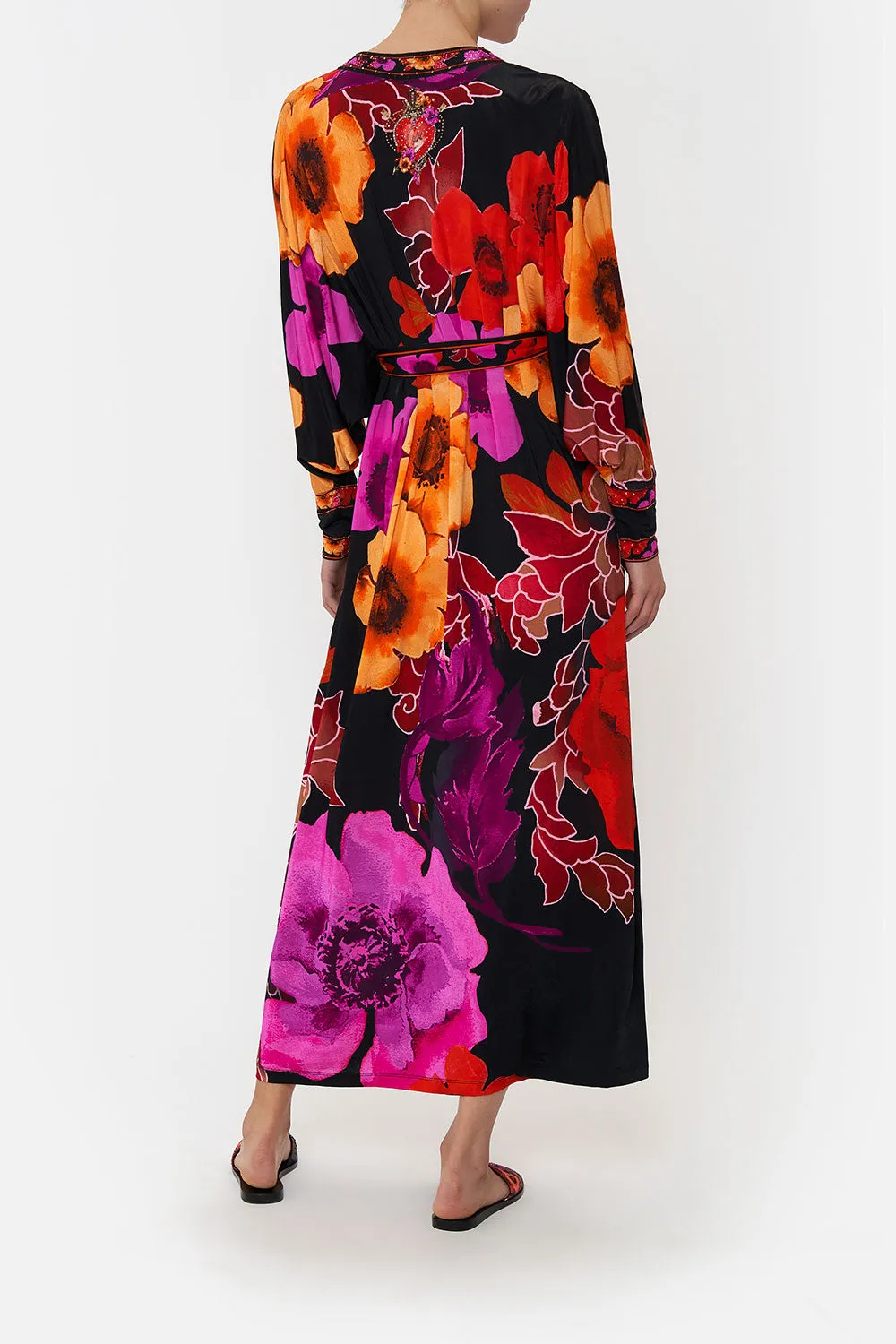 JERSEY WRAP DRESS WITH EXAGGERATED BLOUSON SLEEVE MIDNIGHT POPPY sold by Camilla product image thumbnail 2