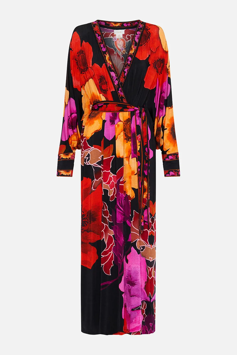 JERSEY WRAP DRESS WITH EXAGGERATED BLOUSON SLEEVE MIDNIGHT POPPY sold by Camilla product image thumbnail 3