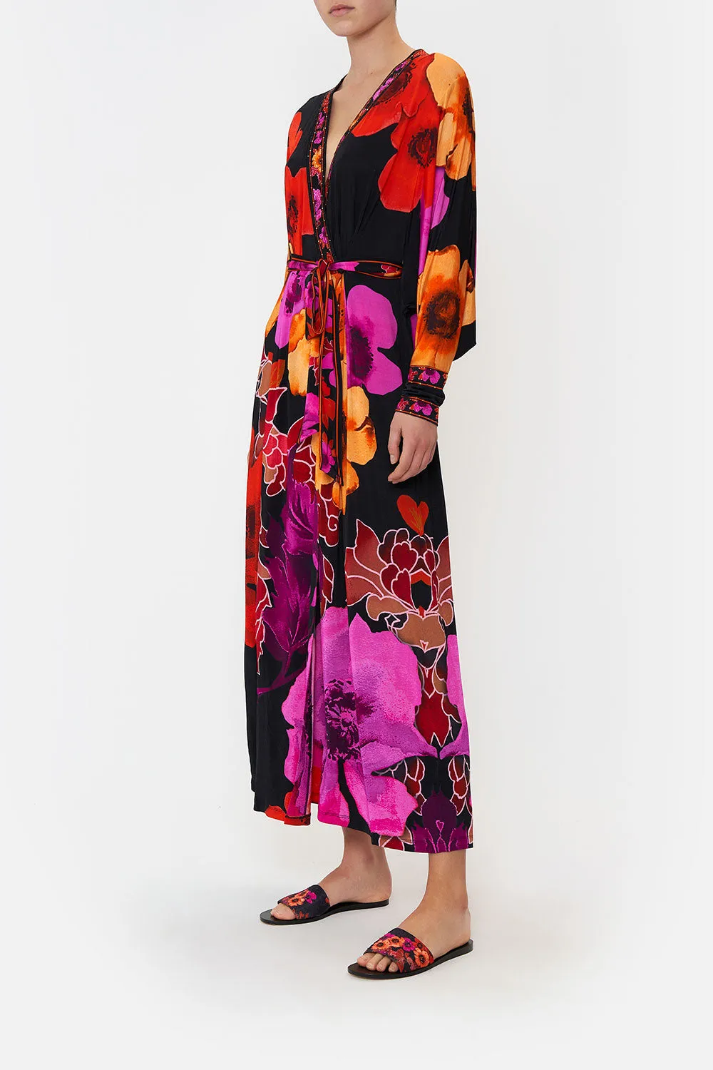 JERSEY WRAP DRESS WITH EXAGGERATED BLOUSON SLEEVE MIDNIGHT POPPY sold by Camilla product image thumbnail 4