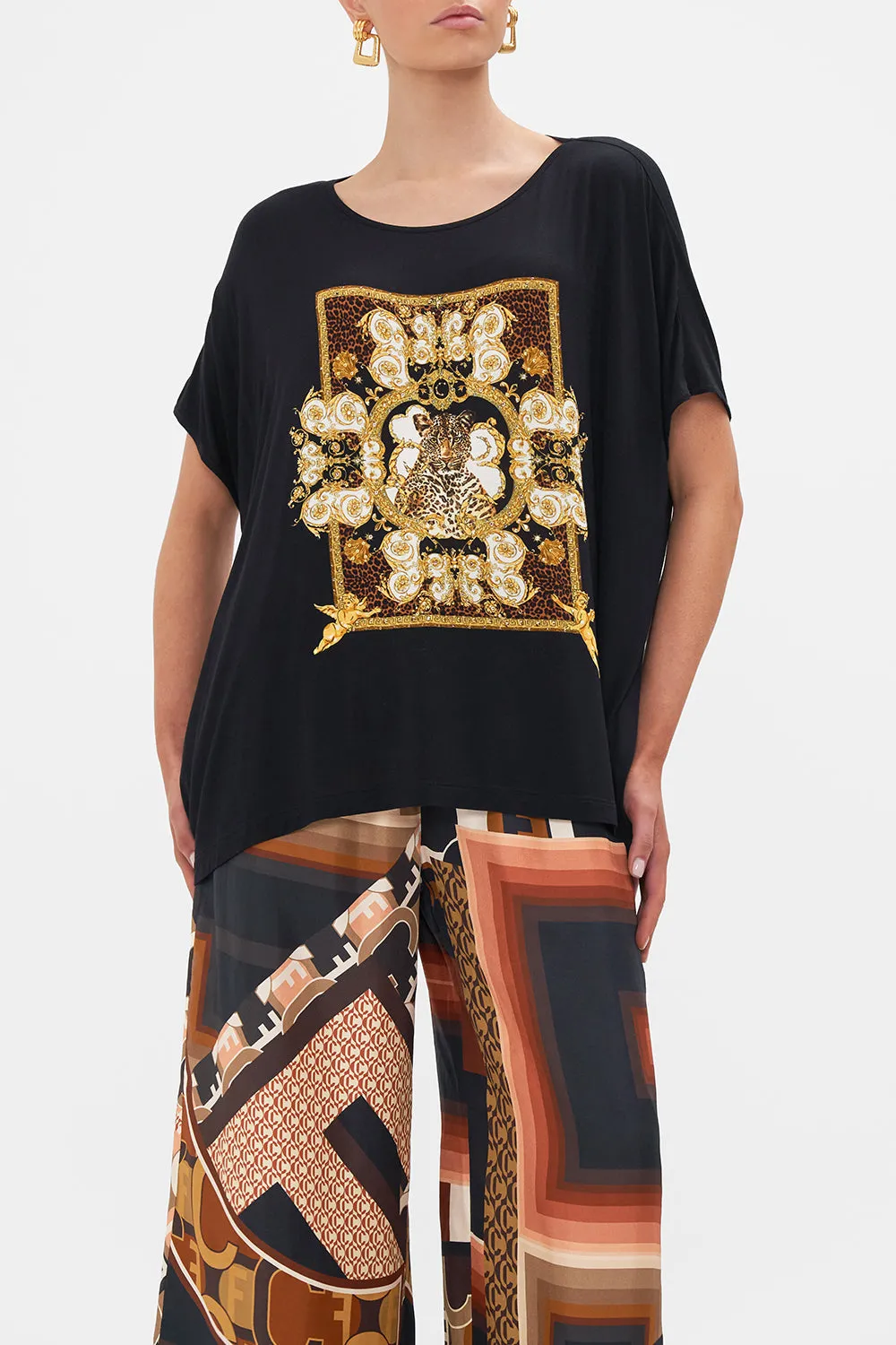 LOOSE FIT ROUND NECK TEE - BLACK FEELING FRESCO sold by Camilla product image thumbnail 5