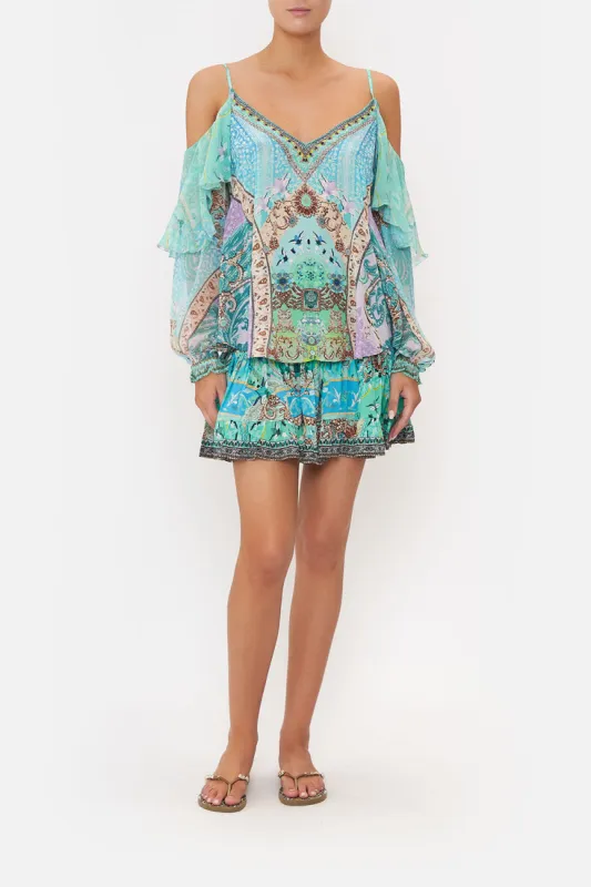 DROP SHOULDER RUFFLE BLOUSE TURN BACK TIME sold by Camilla