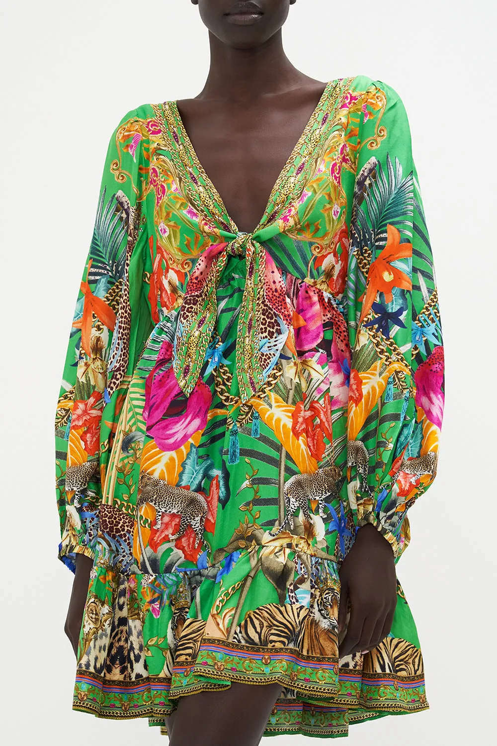 SHORT TIE FRONT BLOUSON DRESS CURIOUS AND CURIOUSER sold by Camilla product image thumbnail 5