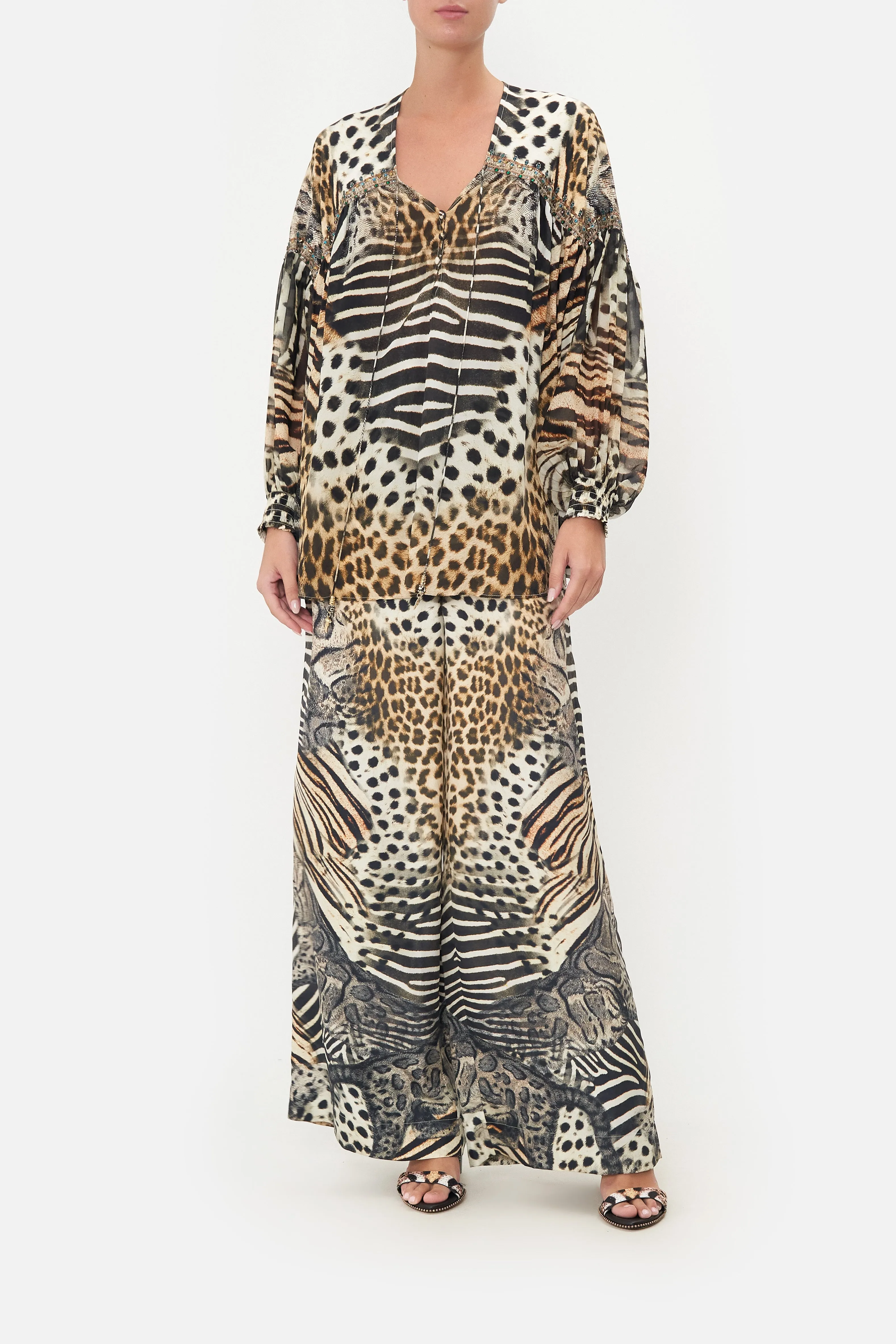 BLOUSON BLOUSE WITH NECK TIE FOR THE LOVE OF LEO sold by Camilla