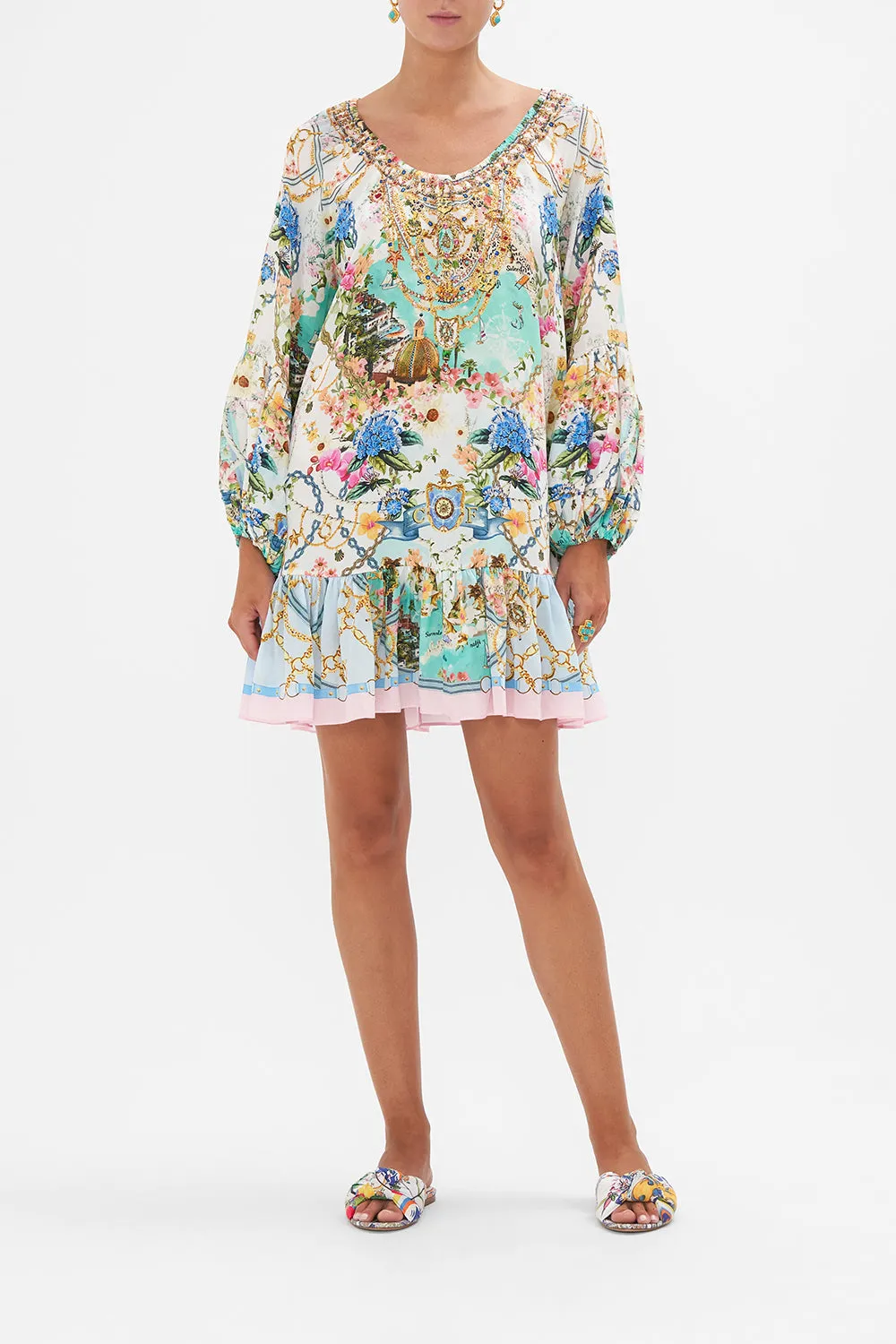 BLOUSON SLEEVE A LINE FRILL DRESS AMALFI LULLABY sold by Camilla