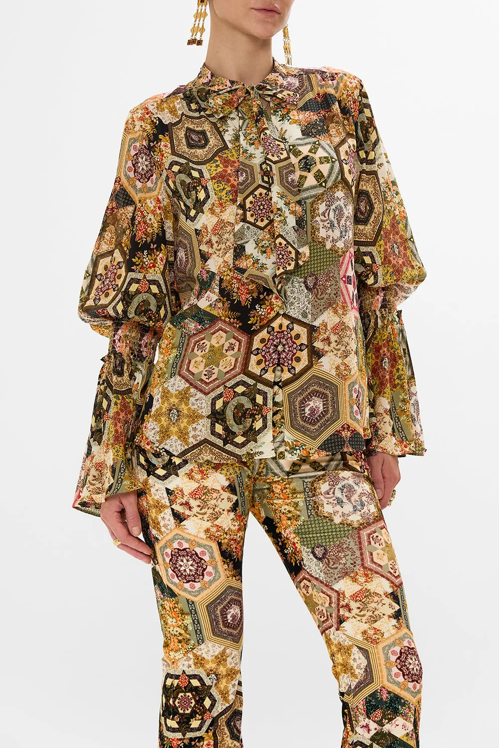 ELASTIC SLEEVE TIE FRONT BLOUSE STITCHED IN TIME sold by Camilla product image thumbnail 5