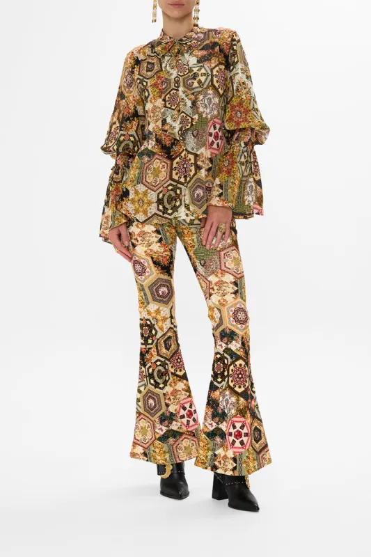 ELASTIC SLEEVE TIE FRONT BLOUSE STITCHED IN TIME sold by Camilla