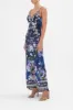 V NECK BIAS SLIP DRESS WITH BACK FRILL OBSIDIAN BLOOM sold by Camilla