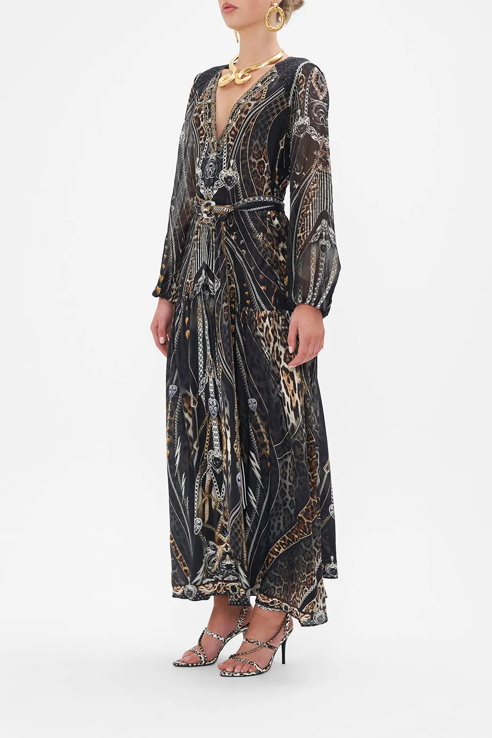 V NECK DRESS WITH BELT CHAOS IN THE COSMOS sold by Camilla product image thumbnail 4