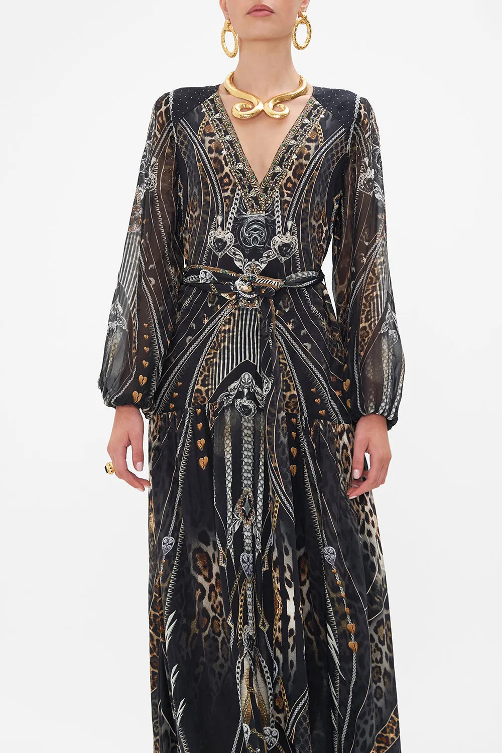 V NECK DRESS WITH BELT CHAOS IN THE COSMOS sold by Camilla product image thumbnail 5