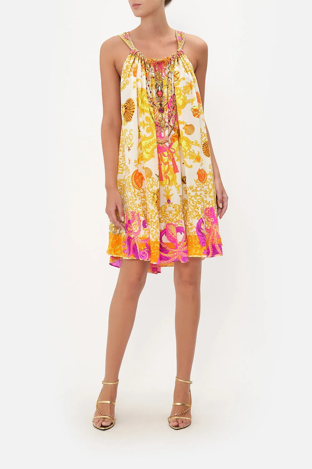 SHORT DRAWSTRING FRILL DRESS SQUID SQUAD sold by Camilla