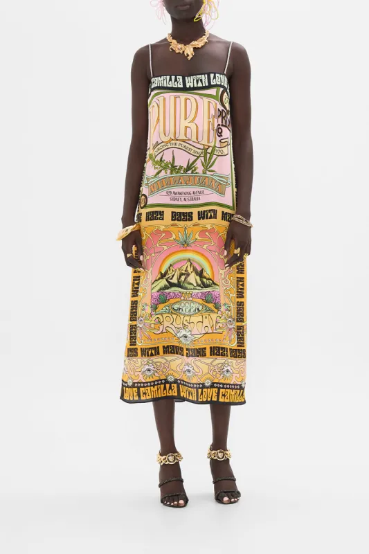 SQUARE NECK MIDI DRESS LETS CHASE RAINBOWS sold by Camilla