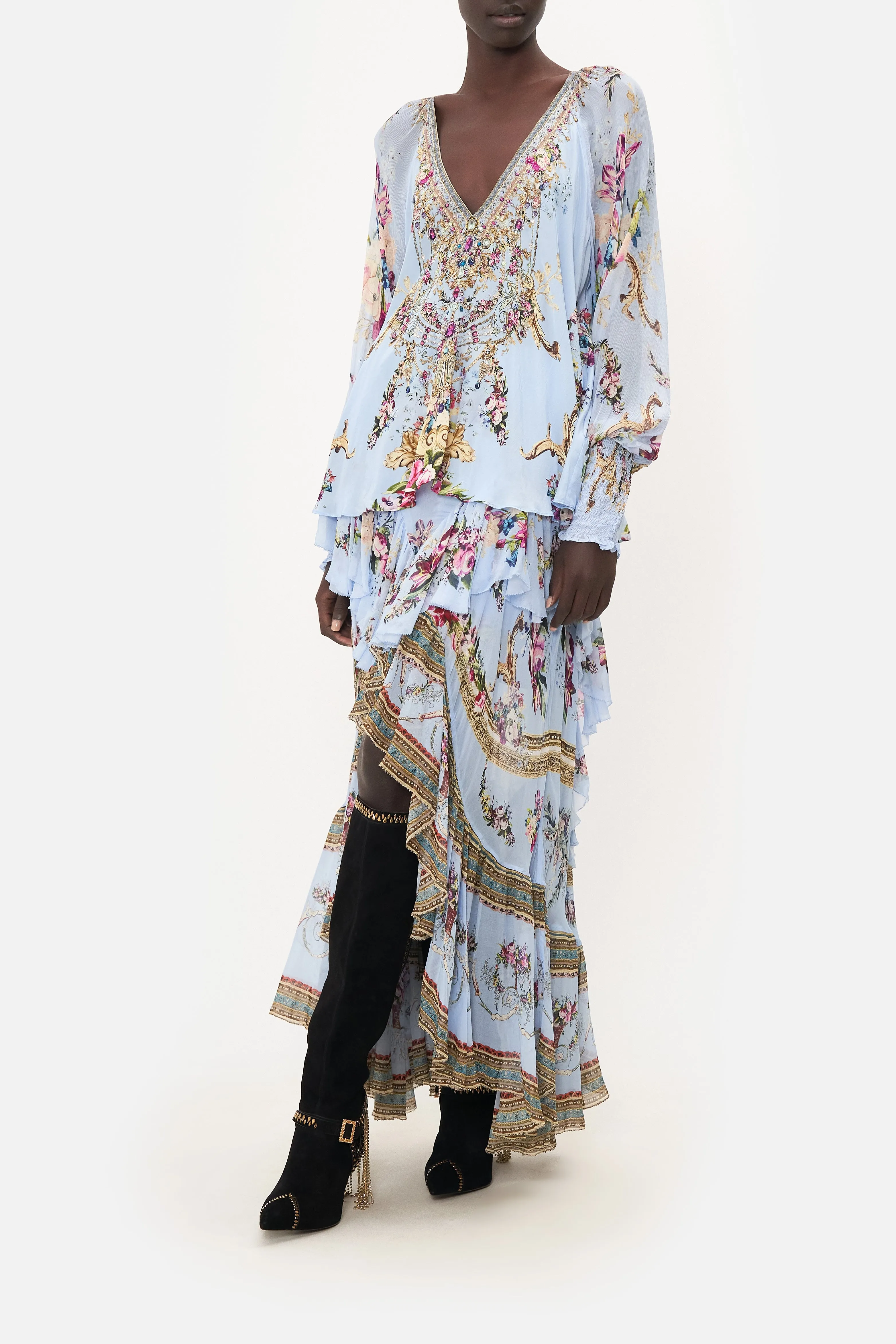 SHIRRED CUFF BLOUSE FLORAFUL sold by Camilla