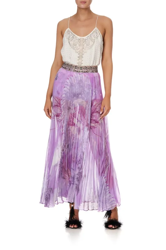 PLEATED SKIRT WITH SHORT INSERT MAUVE FLORAL sold by Camilla
