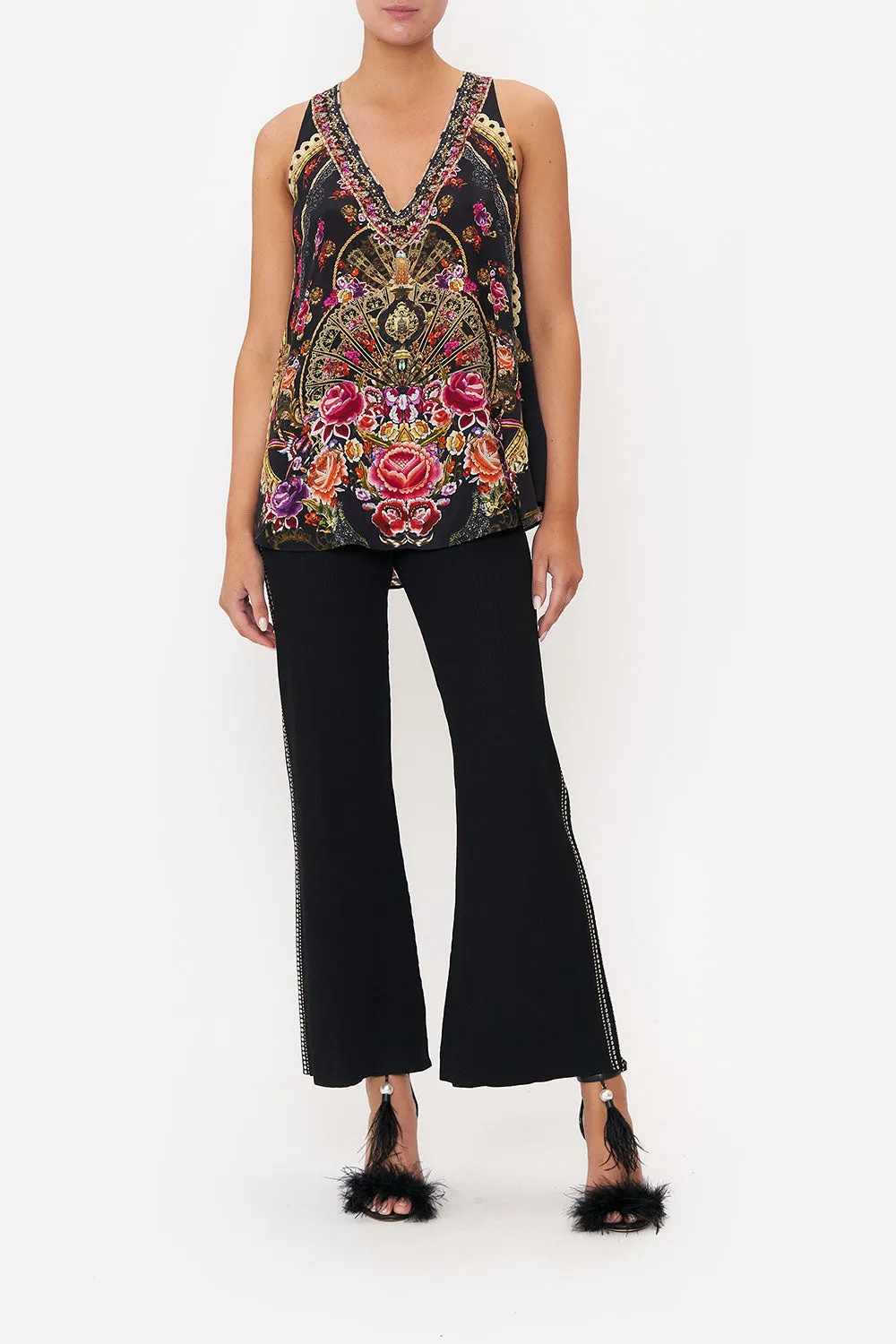 V NECK BUTTON BACK TOP DANCE WITH DUENDE sold by Camilla