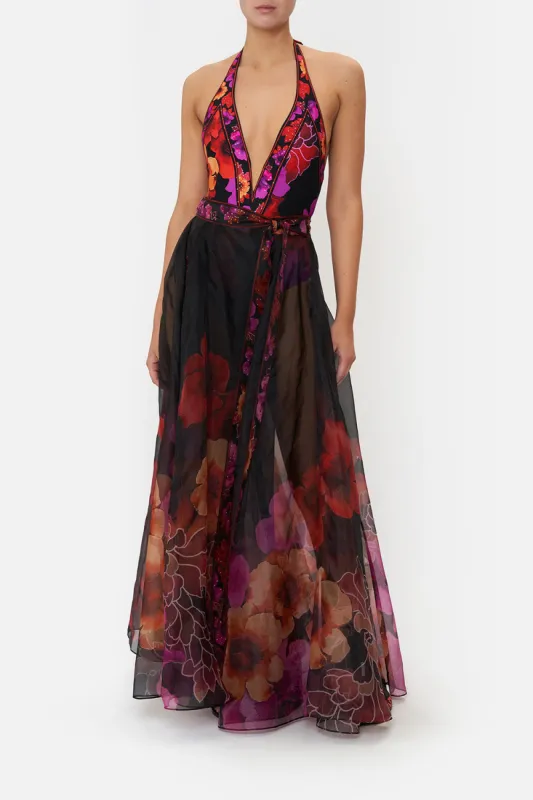 MAXI WRAP SKIRT MIDNIGHT POPPY sold by Camilla