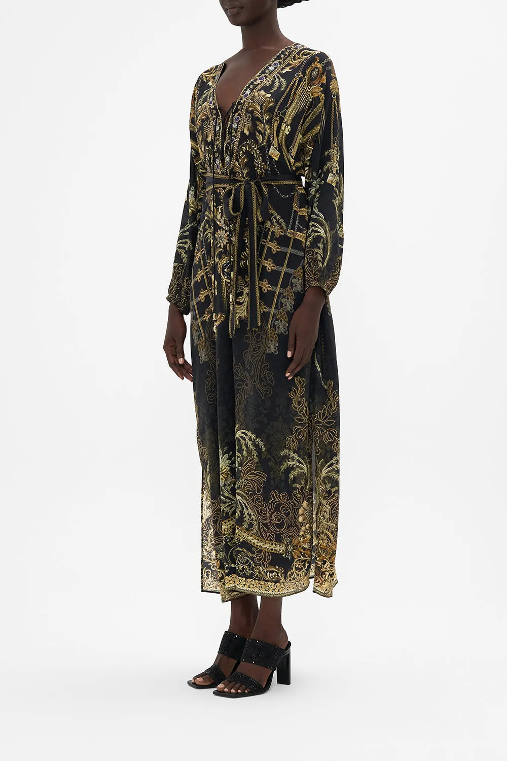 TIE FRONT V NECK DRESS THE NIGHT IS NOIR sold by Camilla product image thumbnail 4