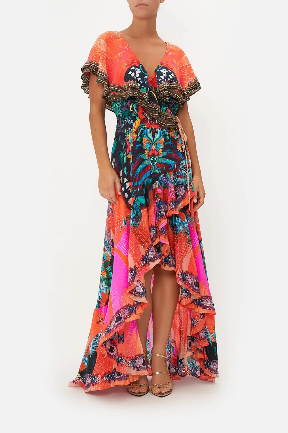 FRILL SLEEVE LONG DRESS IN A FLUTTER sold by Camilla