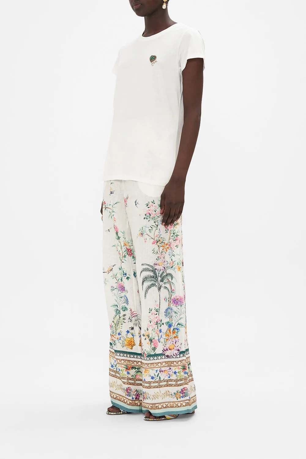 SLIM FIT ROUND NECK T-SHIRT - EMBROIDERED PLUMES AND PARTERRES sold by Camilla product image thumbnail 4