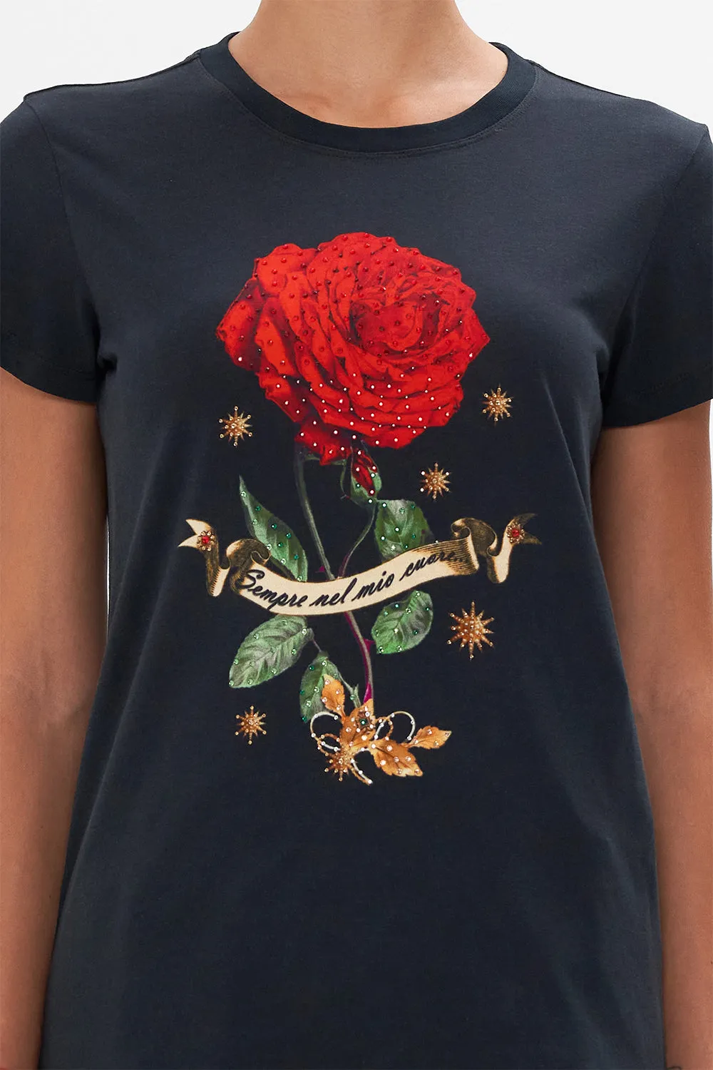 SLIM FIT ROUND NECK T-SHIRT RESERVATION FOR LOVE sold by Camilla product image thumbnail 5