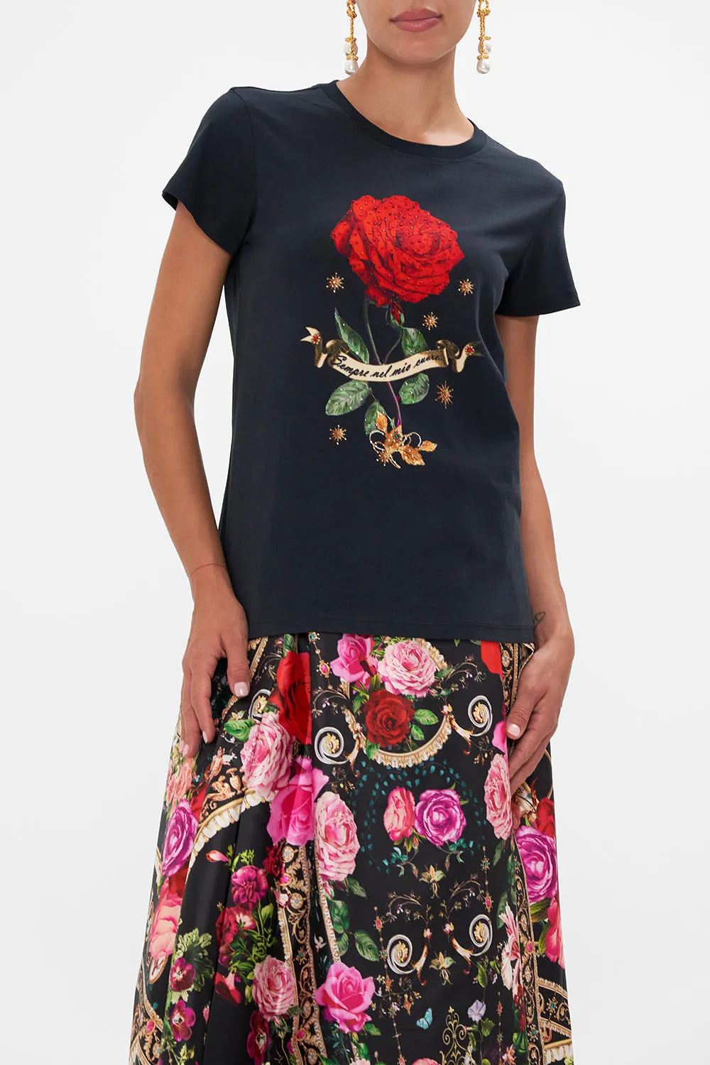 SLIM FIT ROUND NECK T-SHIRT RESERVATION FOR LOVE sold by Camilla product image thumbnail 4