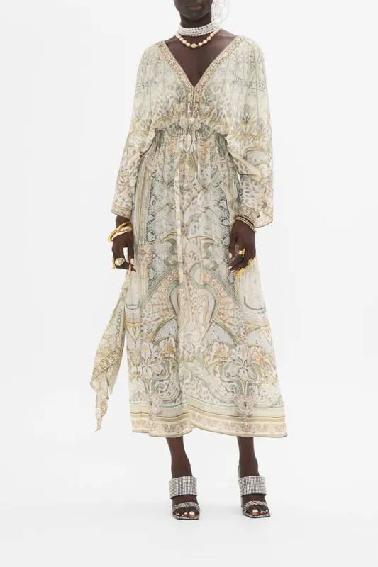 V NECK LONG DRESS WITH SHIRRING IVORY TOWER TALES sold by Camilla