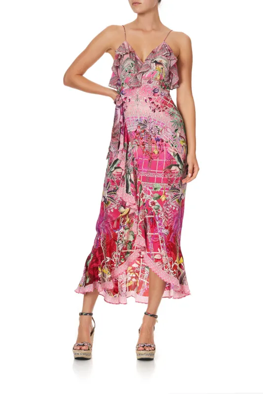 LONG WRAP DRESS WITH FRILL GLASSHOUSE ROMANCE sold by Camilla