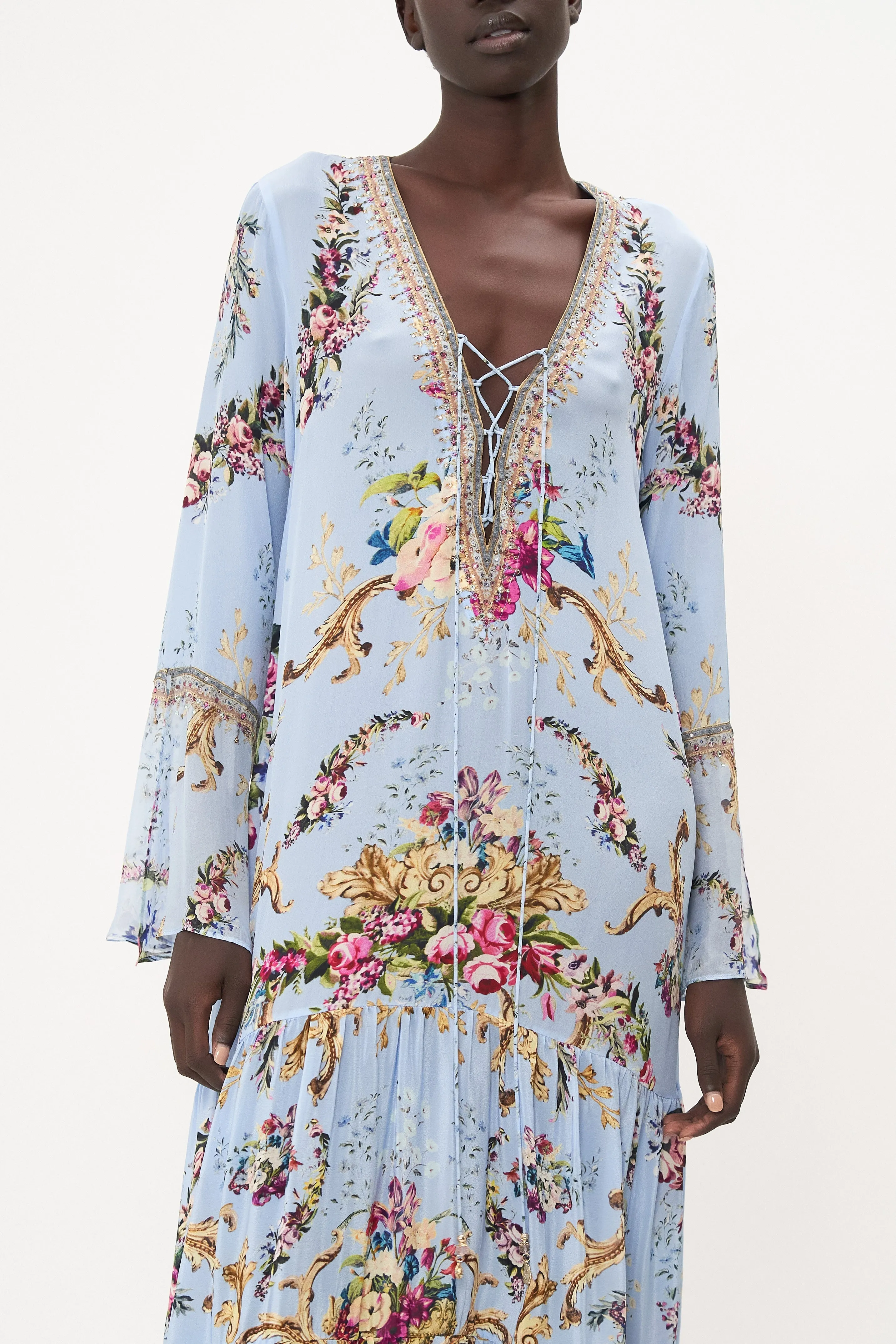 LACE UP DRESS WITH TIERED HEM FLORAFUL sold by Camilla product image thumbnail 4