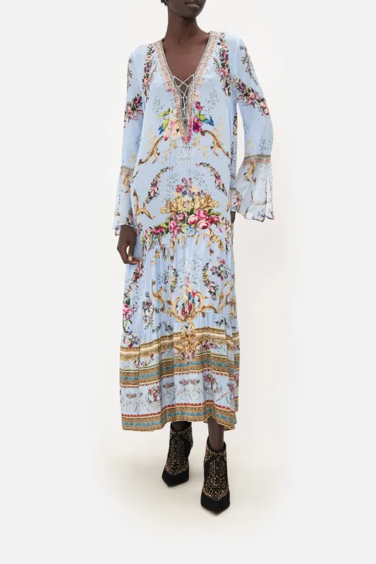 LACE UP DRESS WITH TIERED HEM FLORAFUL sold by Camilla