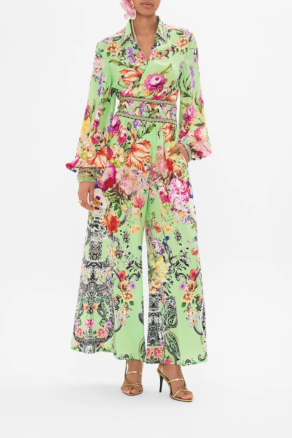 SHIRRED WAIST PANT PORCELAIN DREAM sold by Camilla