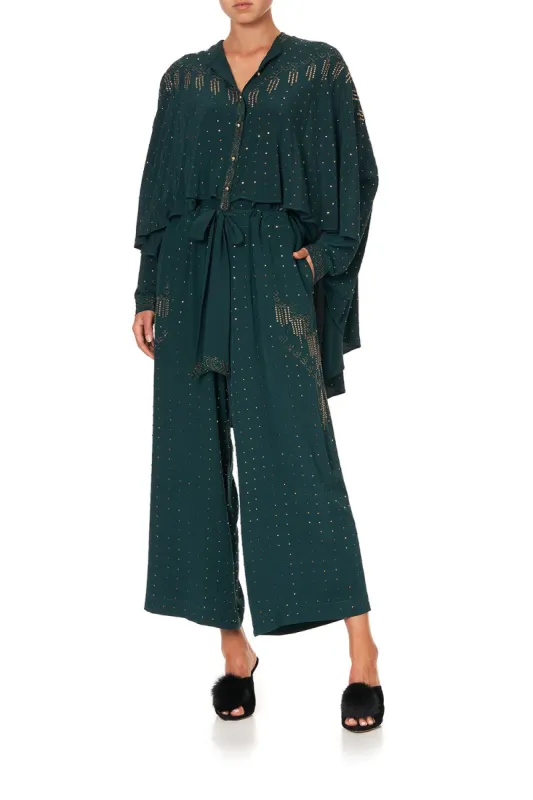 DRAPED BUTTON FRONT BLOUSE LUXE EMERALD sold by Camilla