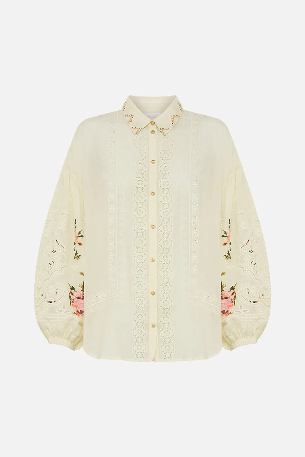 EMBROIDERED BALLOON SLEEVE SHIRT BLOUSE IN HONOUR OF HEIRLOOMS sold by Camilla