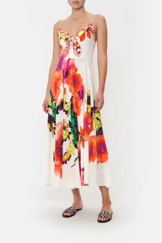 LONG DRESS WITH TIE FRONT PRETTY AS A POPPY sold by Camilla