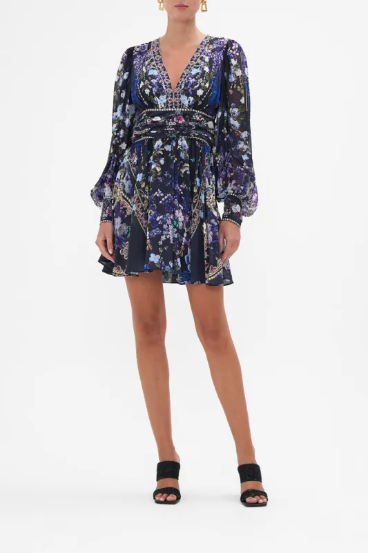 SHORT DRESS WITH BLOUSON SLEEVE OBSIDIAN BLOOM sold by Camilla
