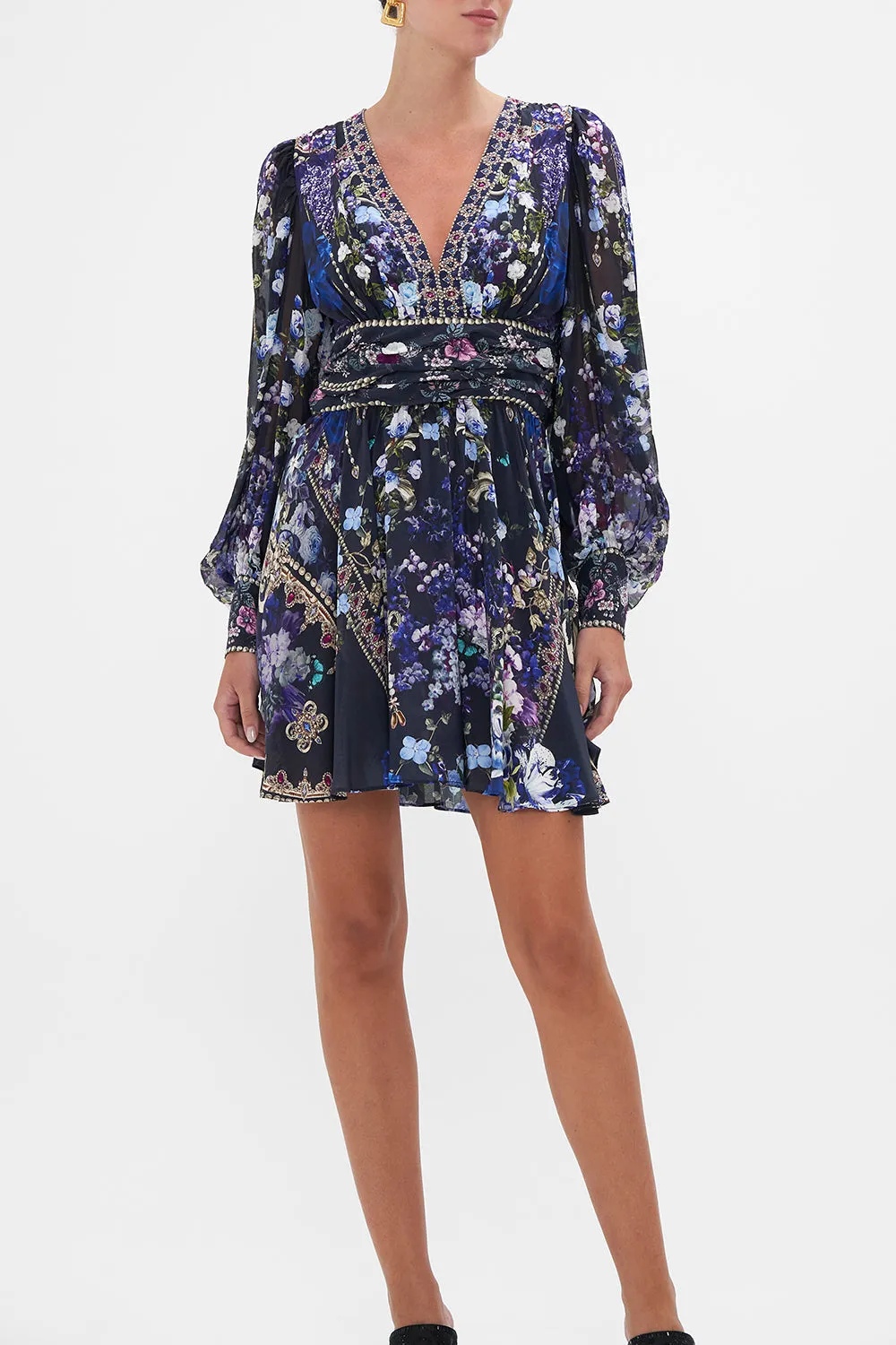 SHORT DRESS WITH BLOUSON SLEEVE OBSIDIAN BLOOM sold by Camilla product image thumbnail 5