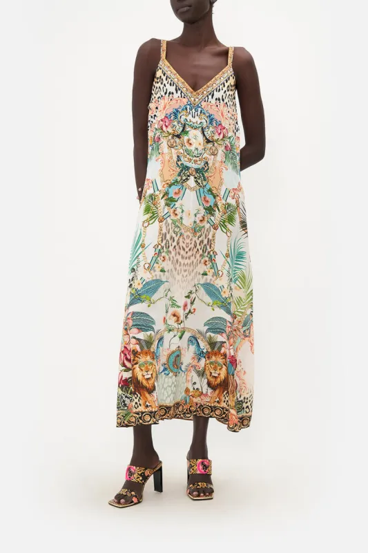 V NECK MIDI SLIP DRESS ROYALTY LOYALTY sold by Camilla