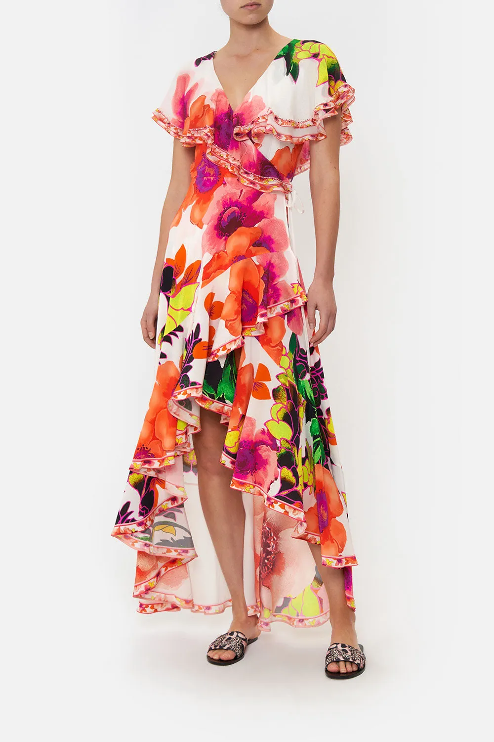 FRILL SLEEVE LONG DRESS PRETTY AS A POPPY sold by Camilla