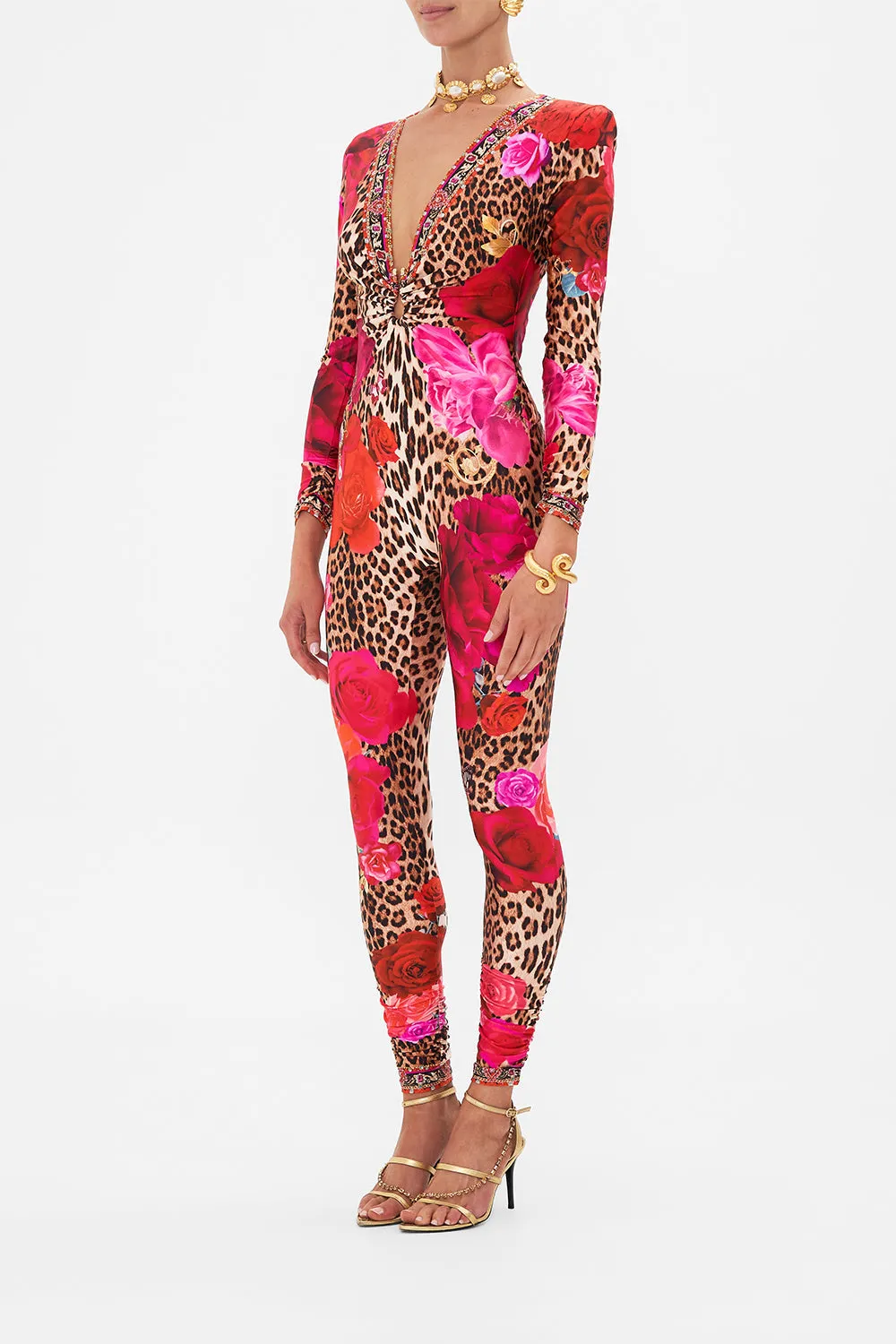 PLUNGE FRONT CATSUIT WITH RING HEART LIKE A WILDFLOWER sold by Camilla product image thumbnail 4