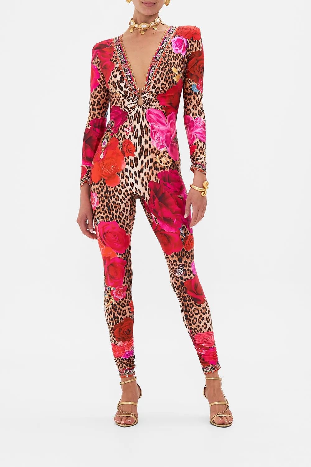 PLUNGE FRONT CATSUIT WITH RING HEART LIKE A WILDFLOWER sold by Camilla