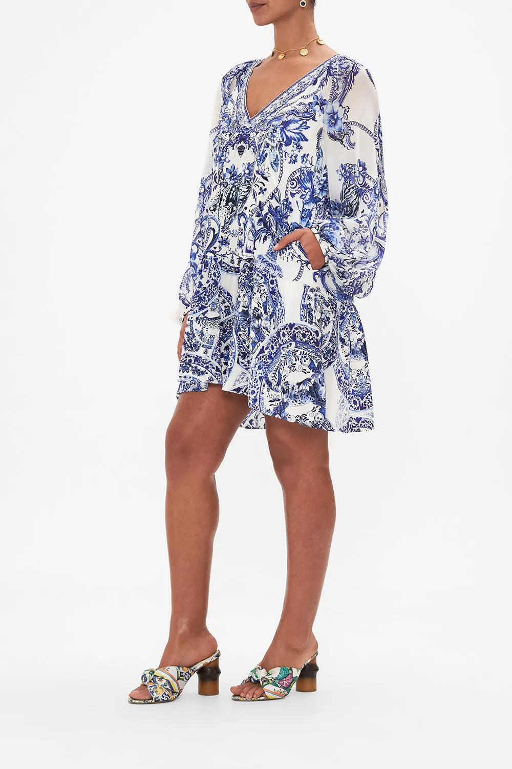 V NECK DRESS WITH BLOUSON SLEEVE GLAZE AND GRAZE sold by Camilla product image thumbnail 4