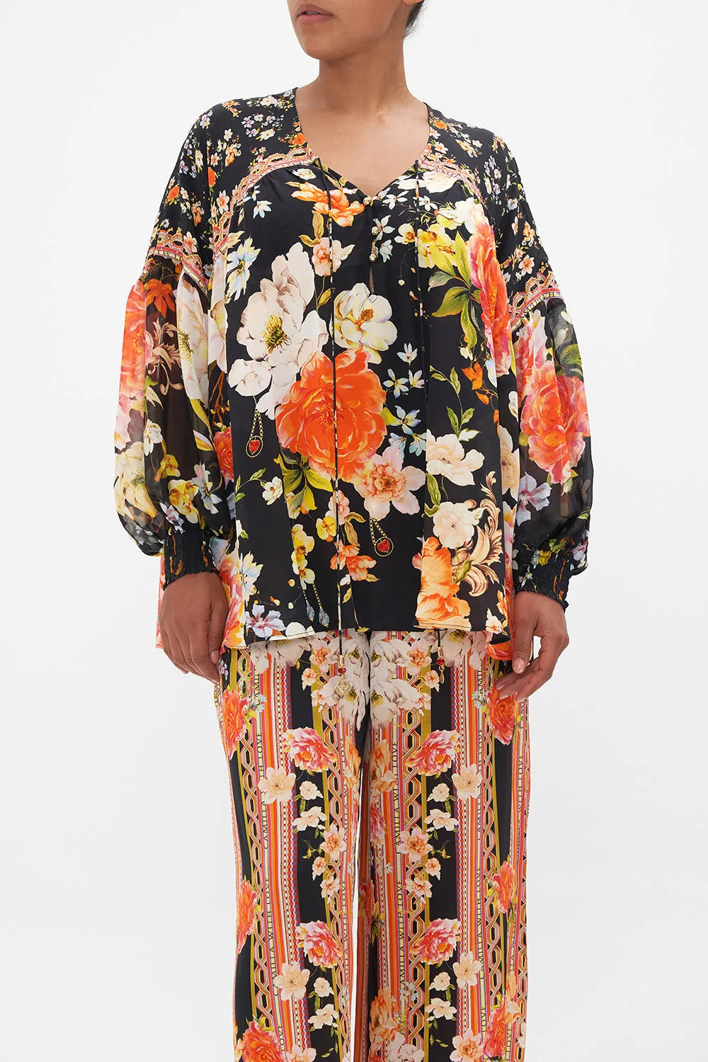 BLOUSON BLOUSE WITH NECK TIE SECRET HISTORY sold by Camilla product image thumbnail 2