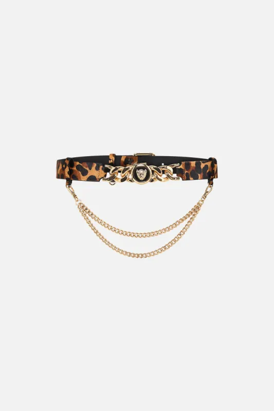 LEOPARD BUTTON BELT WITH CHAINS LEOPARD PRINT sold by Camilla